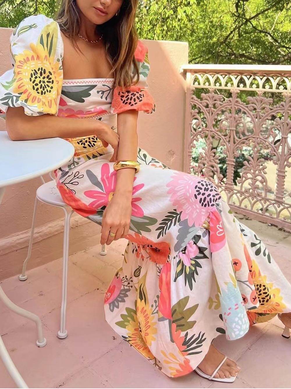 MW | Maxikleid mit Blumendruck