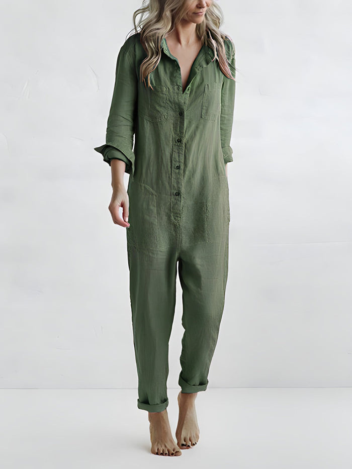 EM | Langärmeliger Jumpsuit mit Knopfleiste