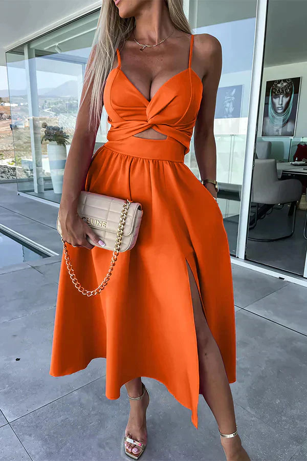 MW | Stylisches Midikleid mit Schlitz und Ausschnitt