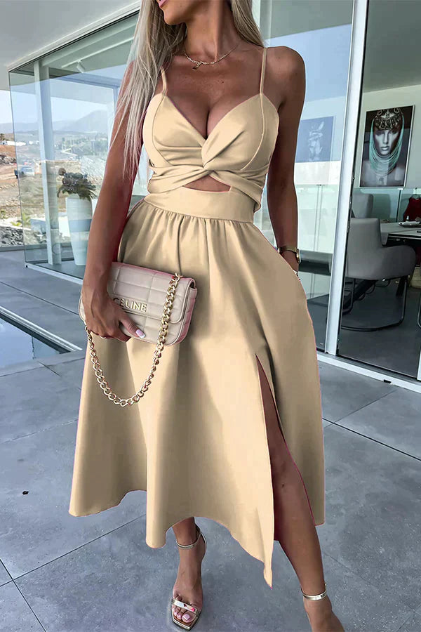 MW | Stylisches Midikleid mit Schlitz und Ausschnitt
