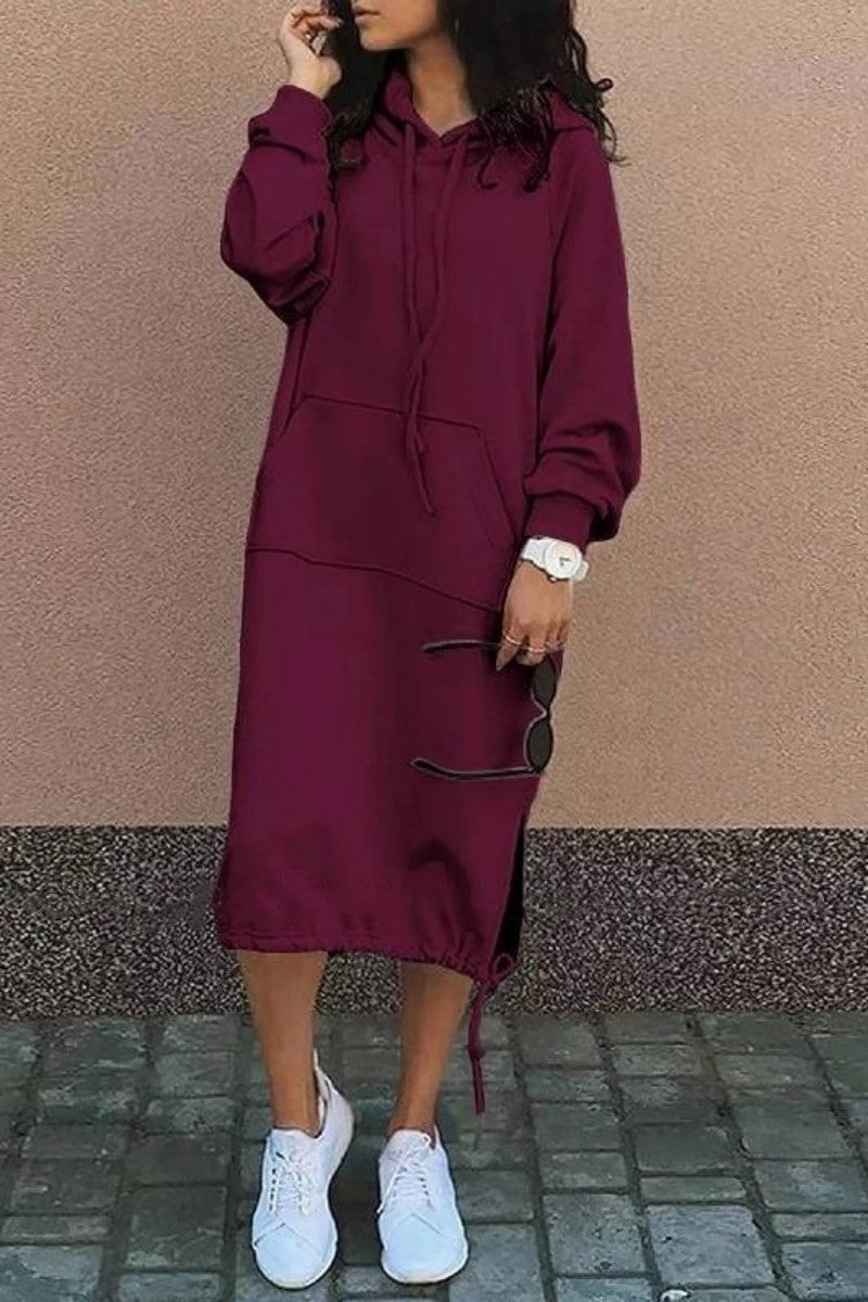 EM | Lässiges Sweatshirt Midikleid mit Kapuze