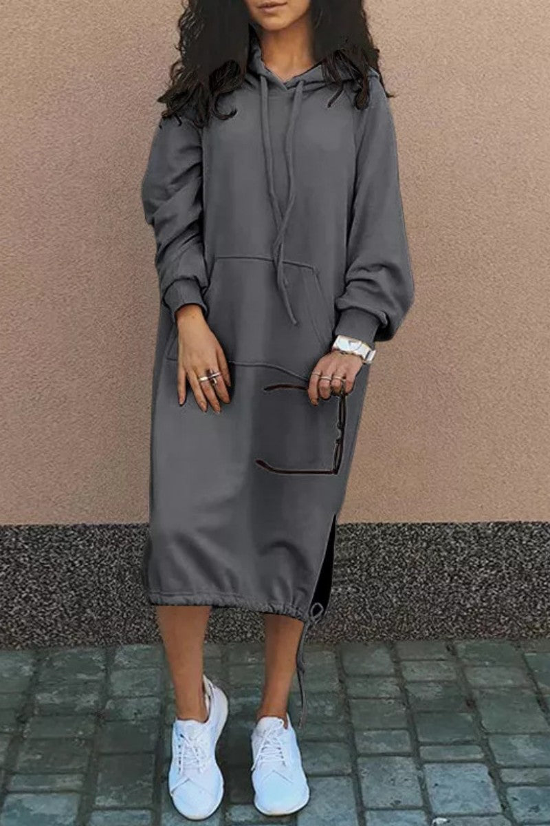 EM | Lässiges Sweatshirt Midikleid mit Kapuze