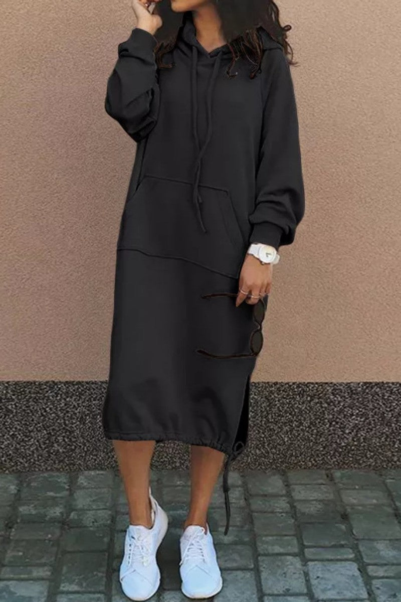 EM | Lässiges Sweatshirt Midikleid mit Kapuze