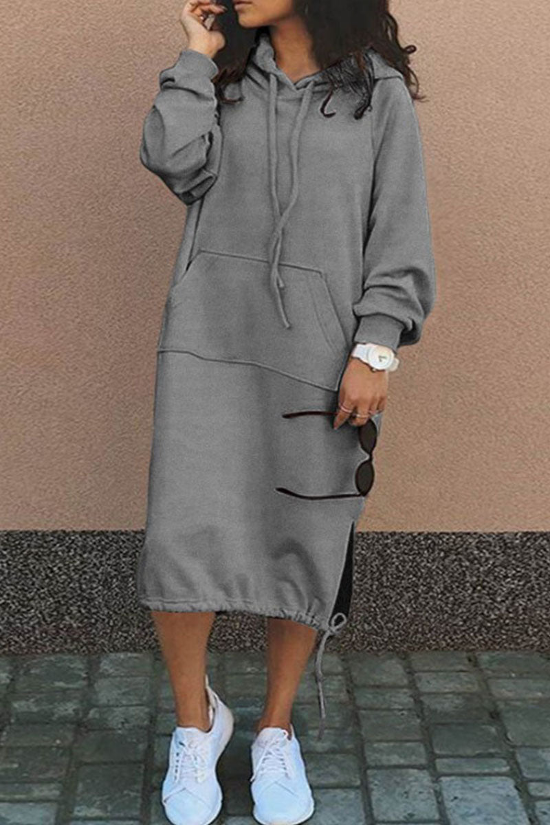 EM | Lässiges Sweatshirt Midikleid mit Kapuze
