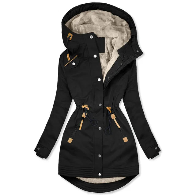 EM | Mit Kunstfell gefütterte Parka-Jacke mit Kapuze