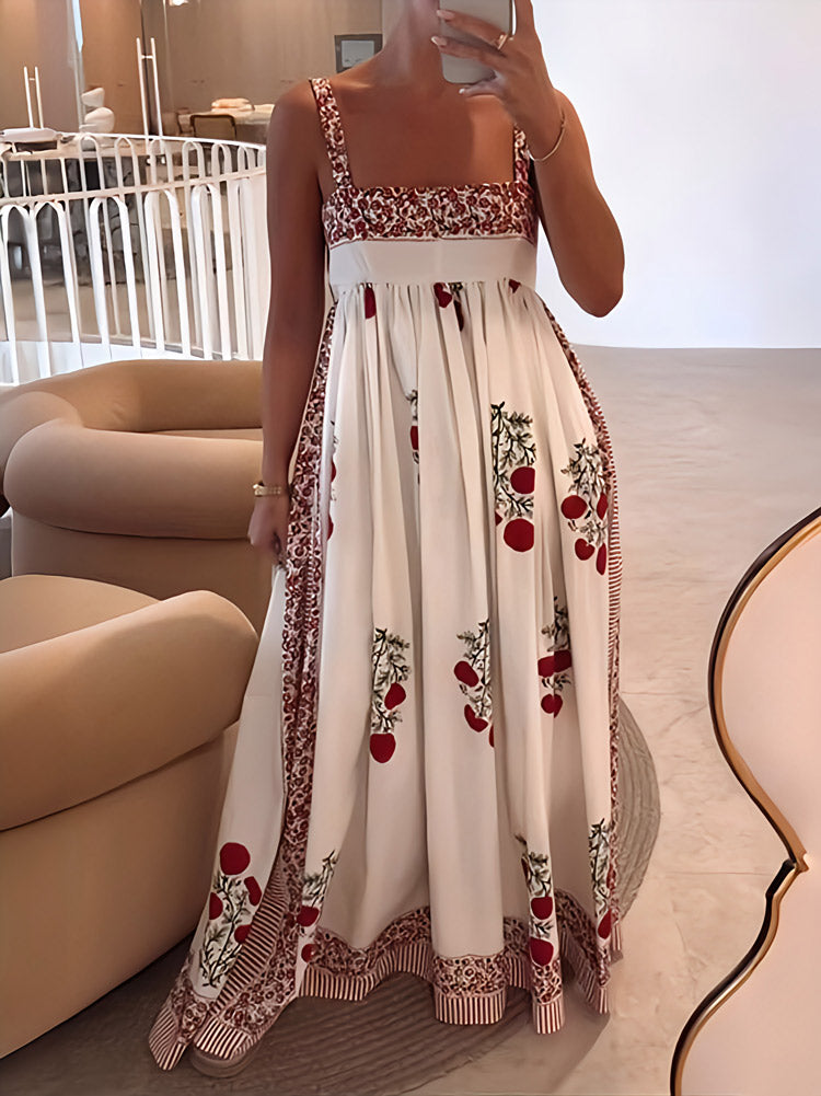 MW | Maxikleid mit quadratischem Ausschnitt und Blumendruck