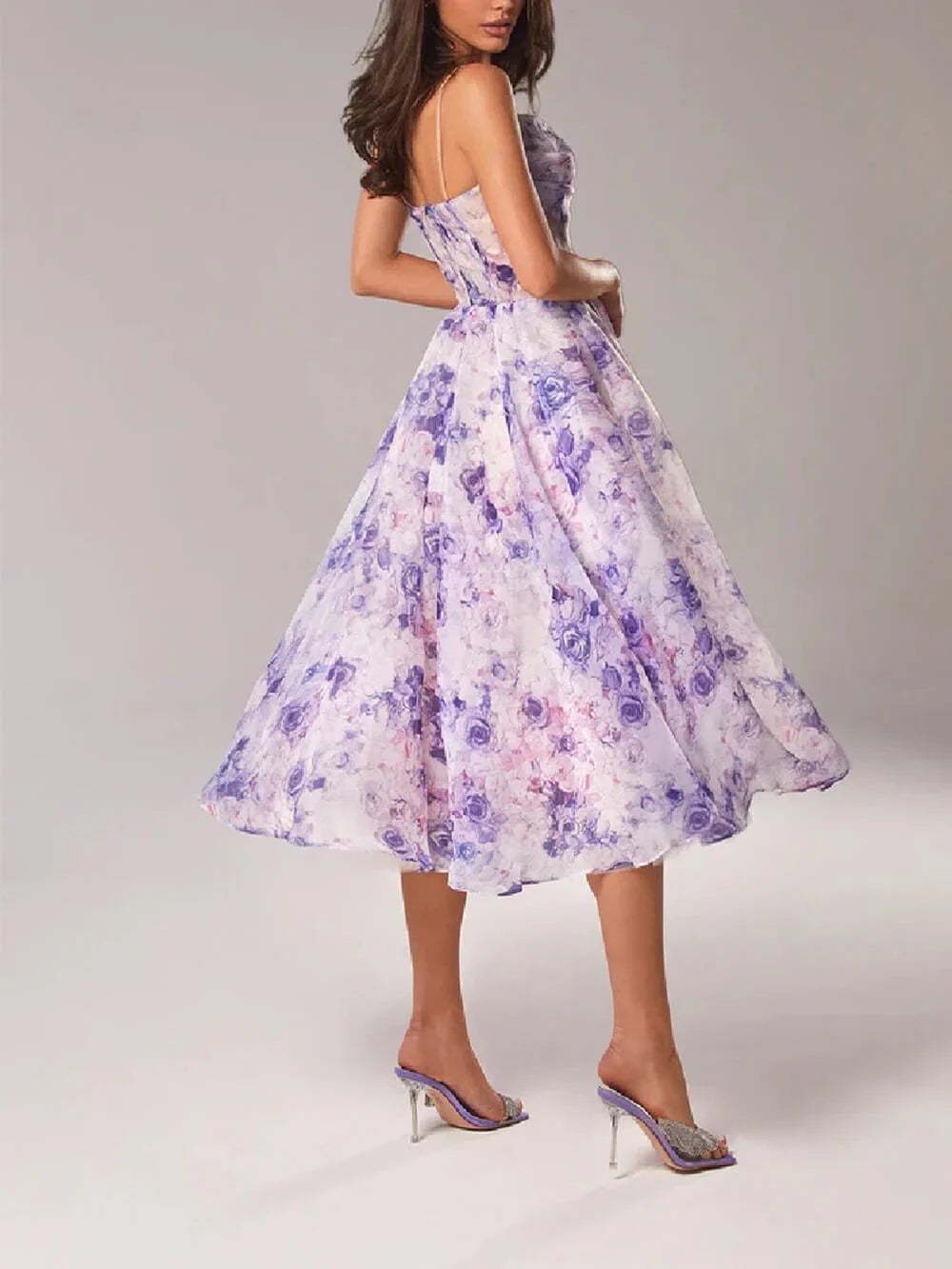 MW | Ärmelloses Kleid mit Blumendruck