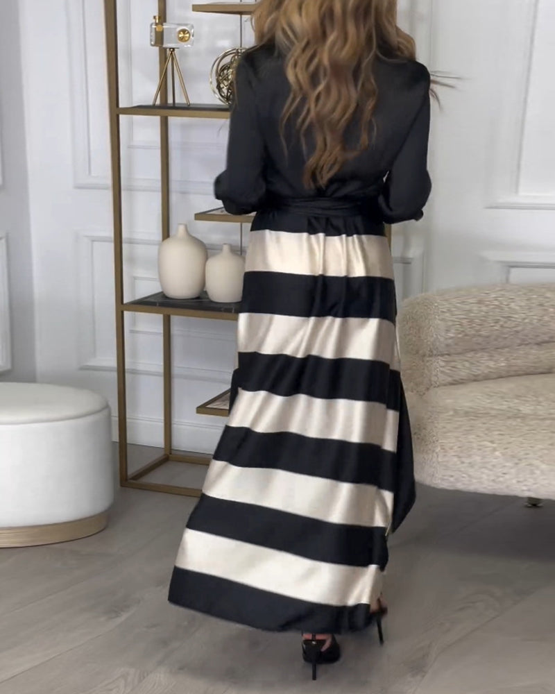 MW | Elegantes gestreiftes Maxikleid