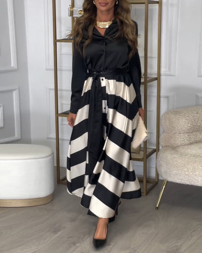 MW | Elegantes gestreiftes Maxikleid