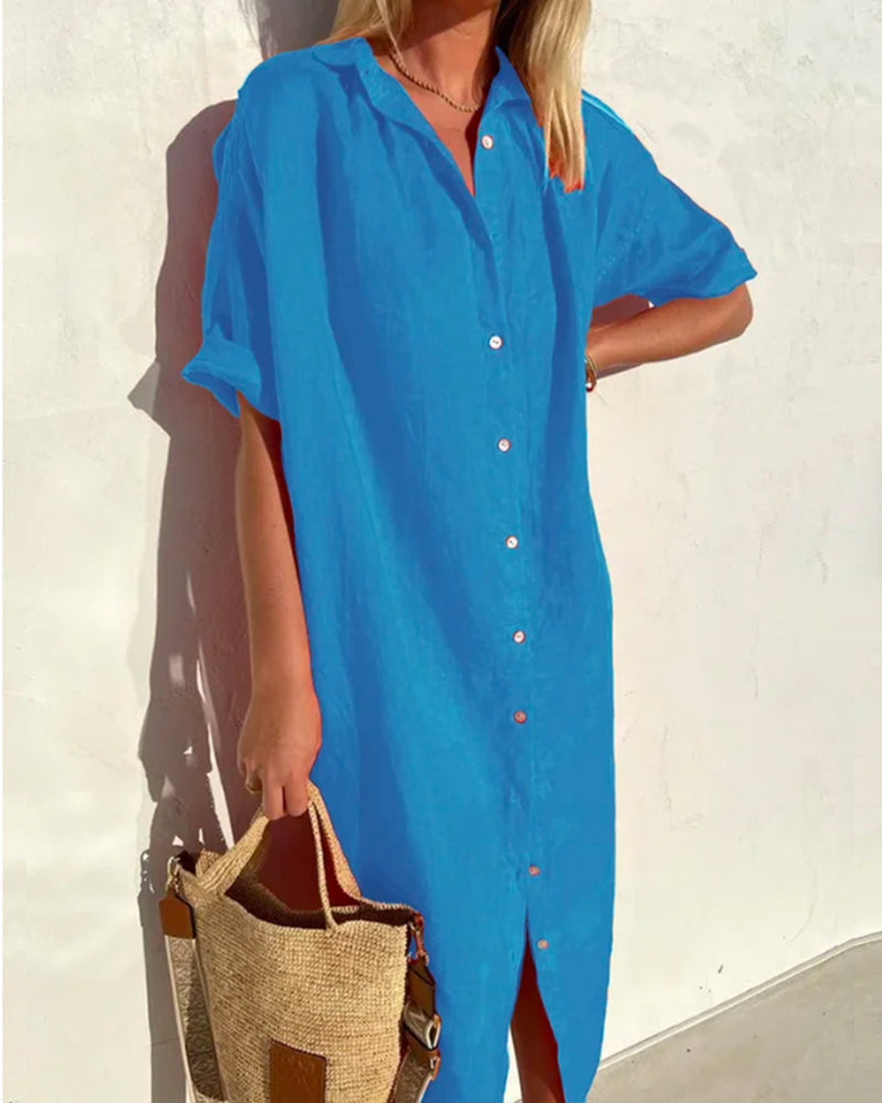 MW | Leinen Shirt Kleid Lässig