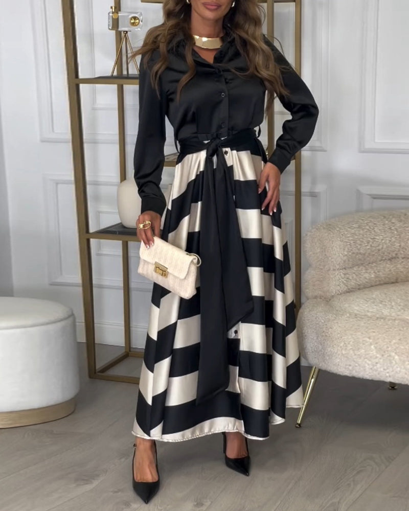 MW | Elegantes gestreiftes Maxikleid