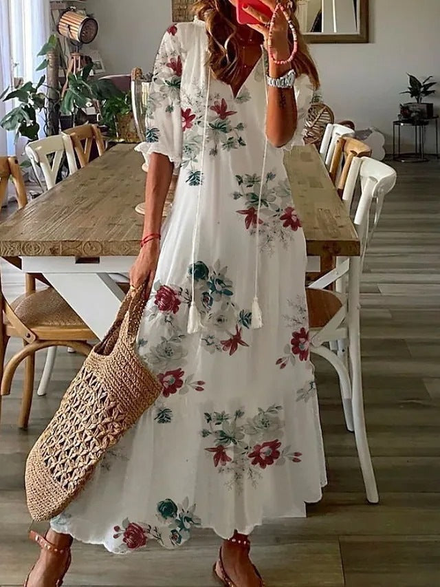 EM | Geblümtes Maxikleid mit Schleife
