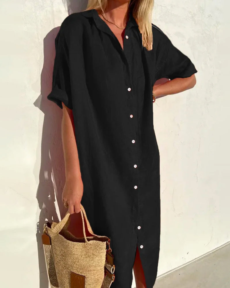 MW | Leinen Shirt Kleid Lässig