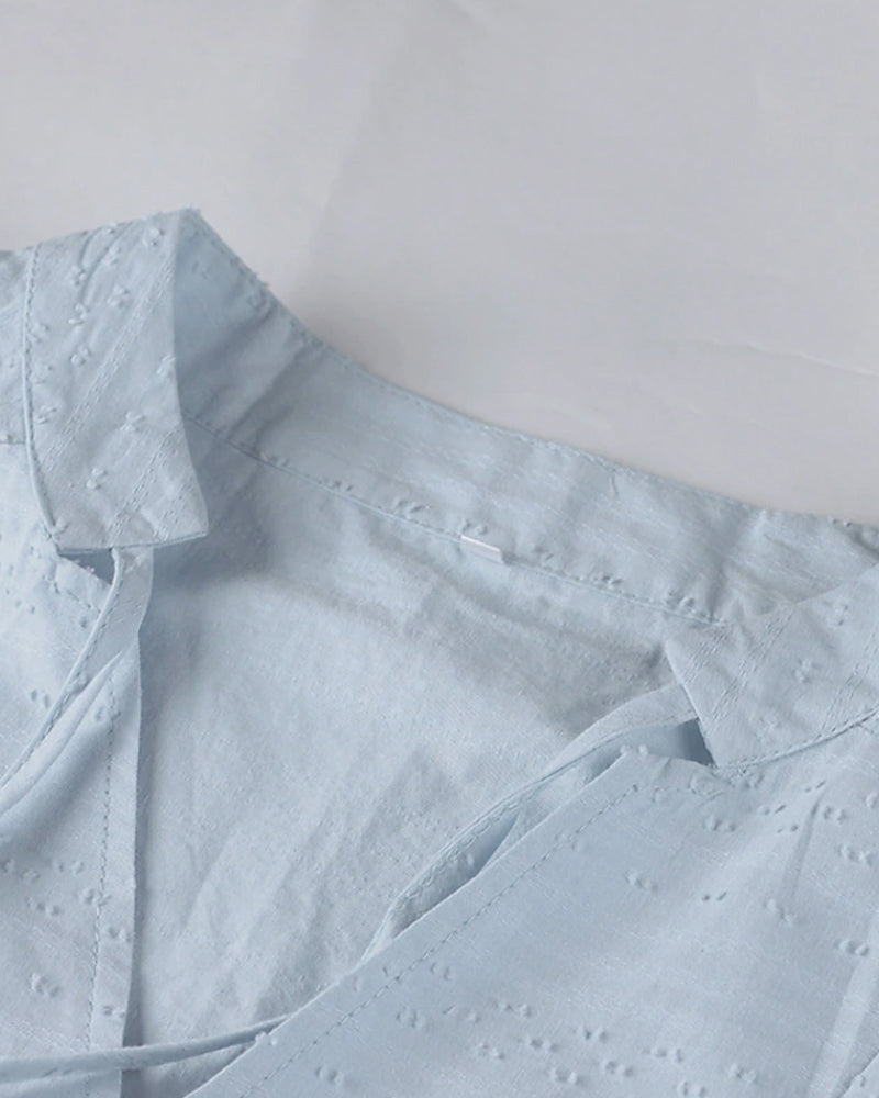 EM | A-Linien-Minikleid mit V-Ausschnitt, 3/4-Ärmeln und Taschen