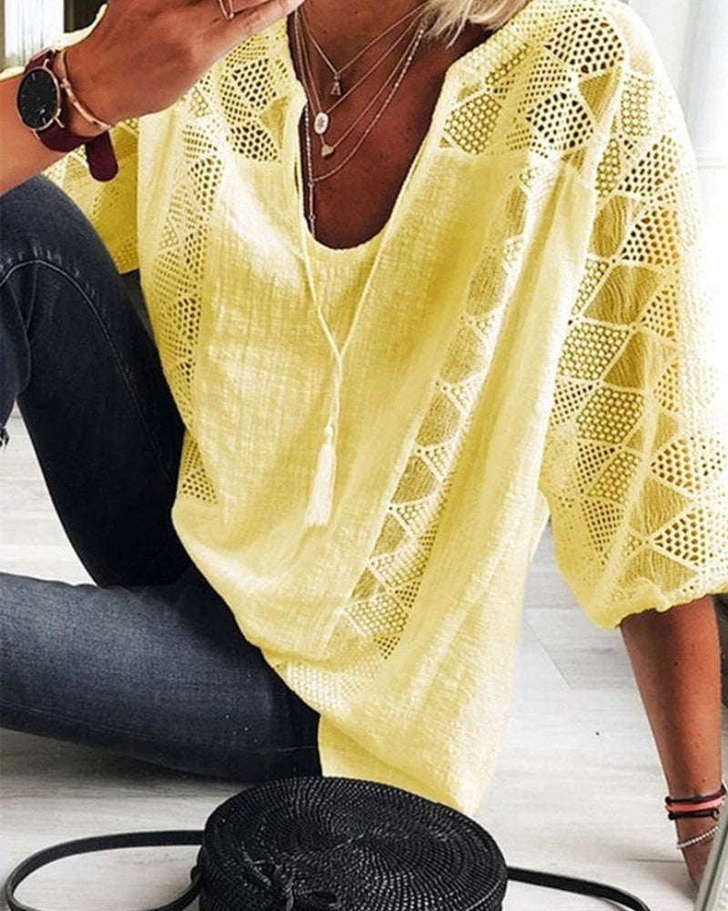 MW | Stylisches Top mit U-Ausschnitt und Spitze