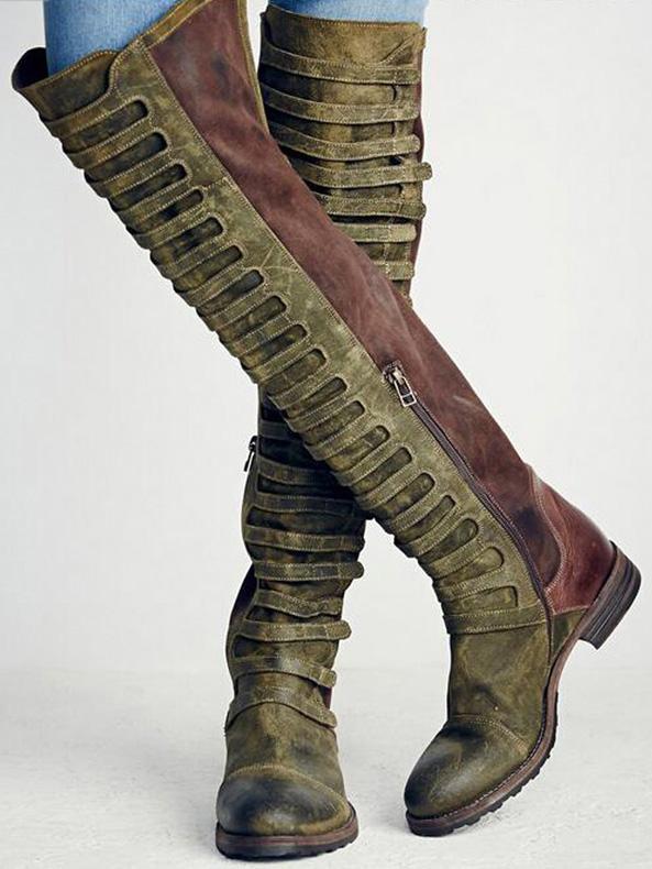 EM | Kniehohe Gladiator-Stiefel mit Riemchen