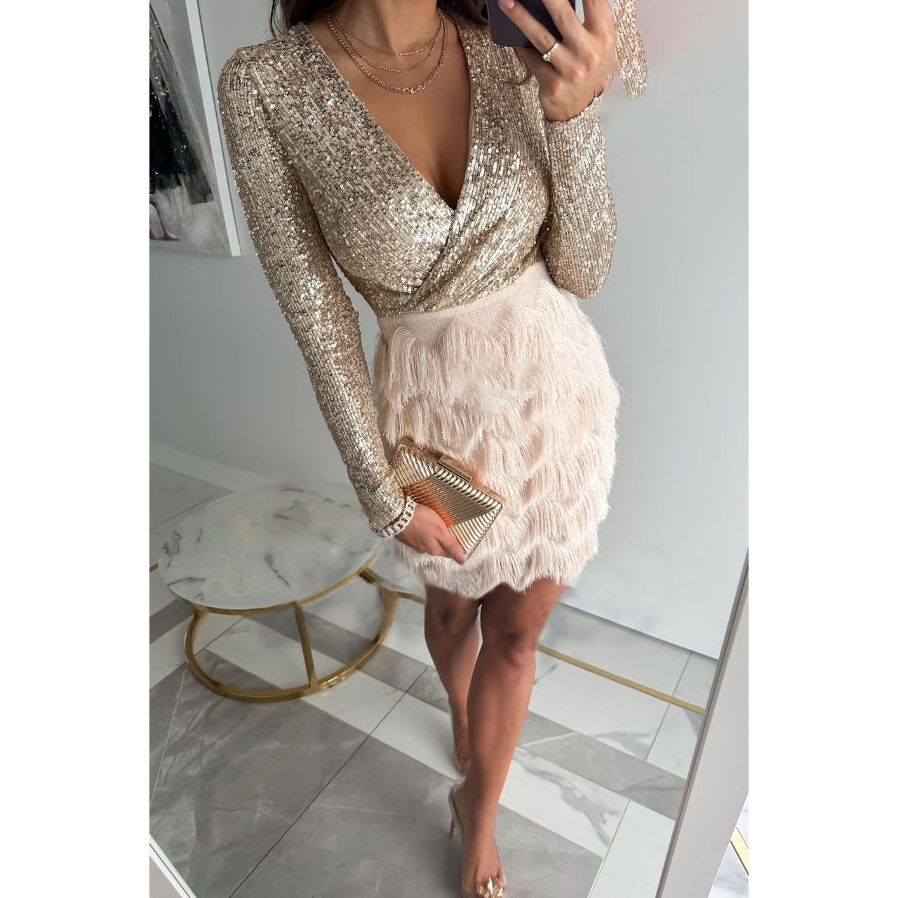 MW | elegantes Glitzer-Minikleid für Frauen