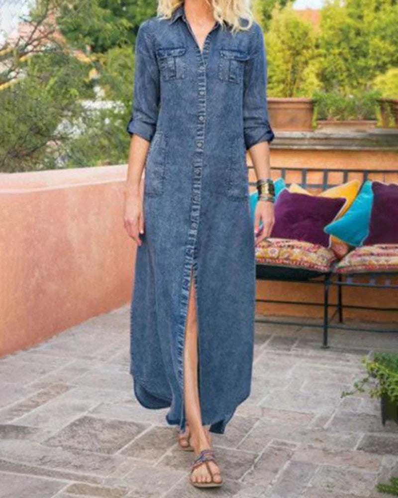 MW | vielseitiges langärmeliges Maxikleid für legere und schickere Anlässe