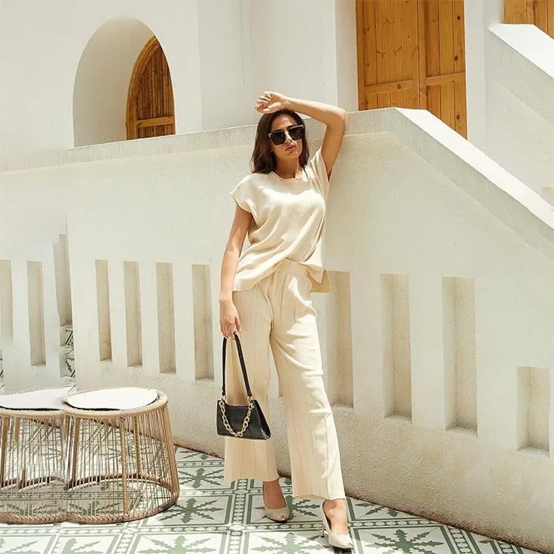 MW | MW – Elegantes zweiteiliges Set mit weiter Hose & T-Shirt