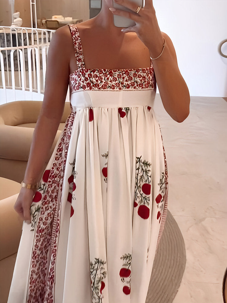 MW | Maxikleid mit quadratischem Ausschnitt und Blumendruck
