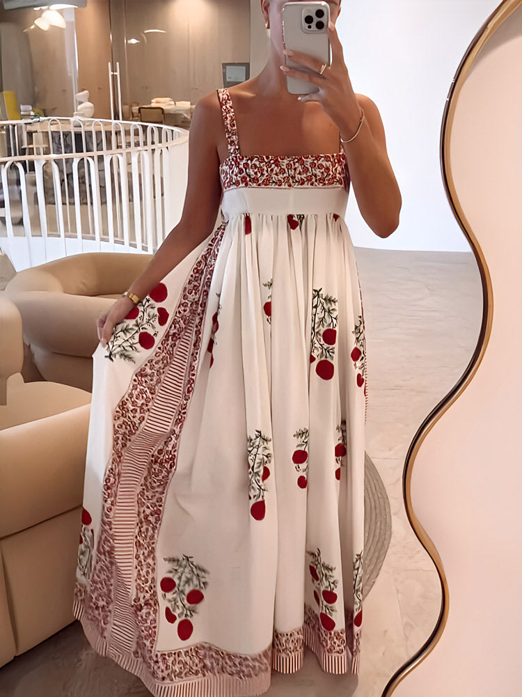 MW | Maxikleid mit quadratischem Ausschnitt und Blumendruck