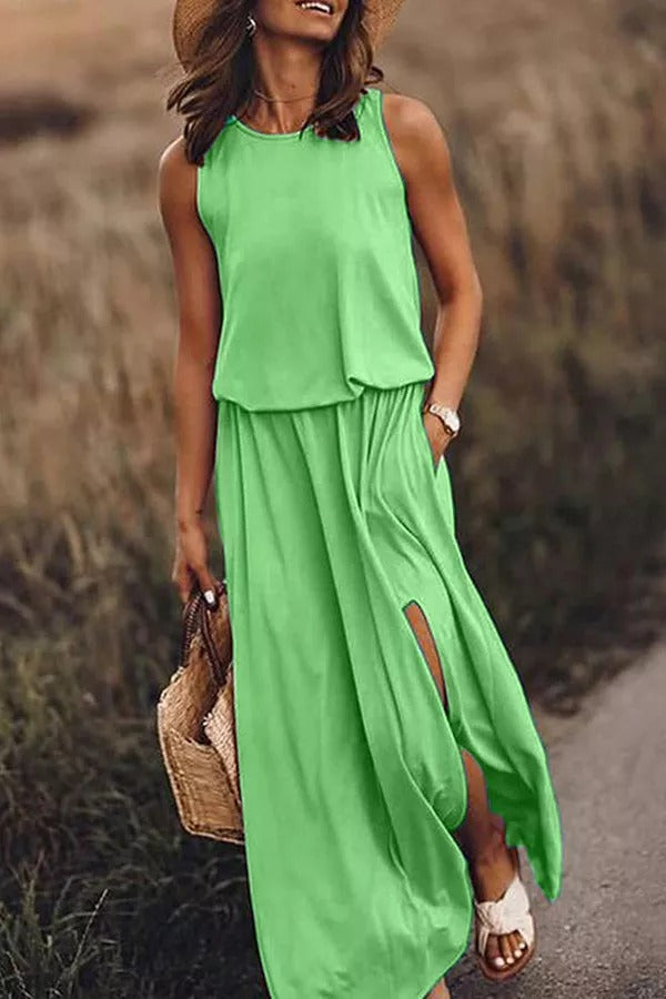 MW | Giselle Locker geschnittenes Maxikleid mit Schlitz