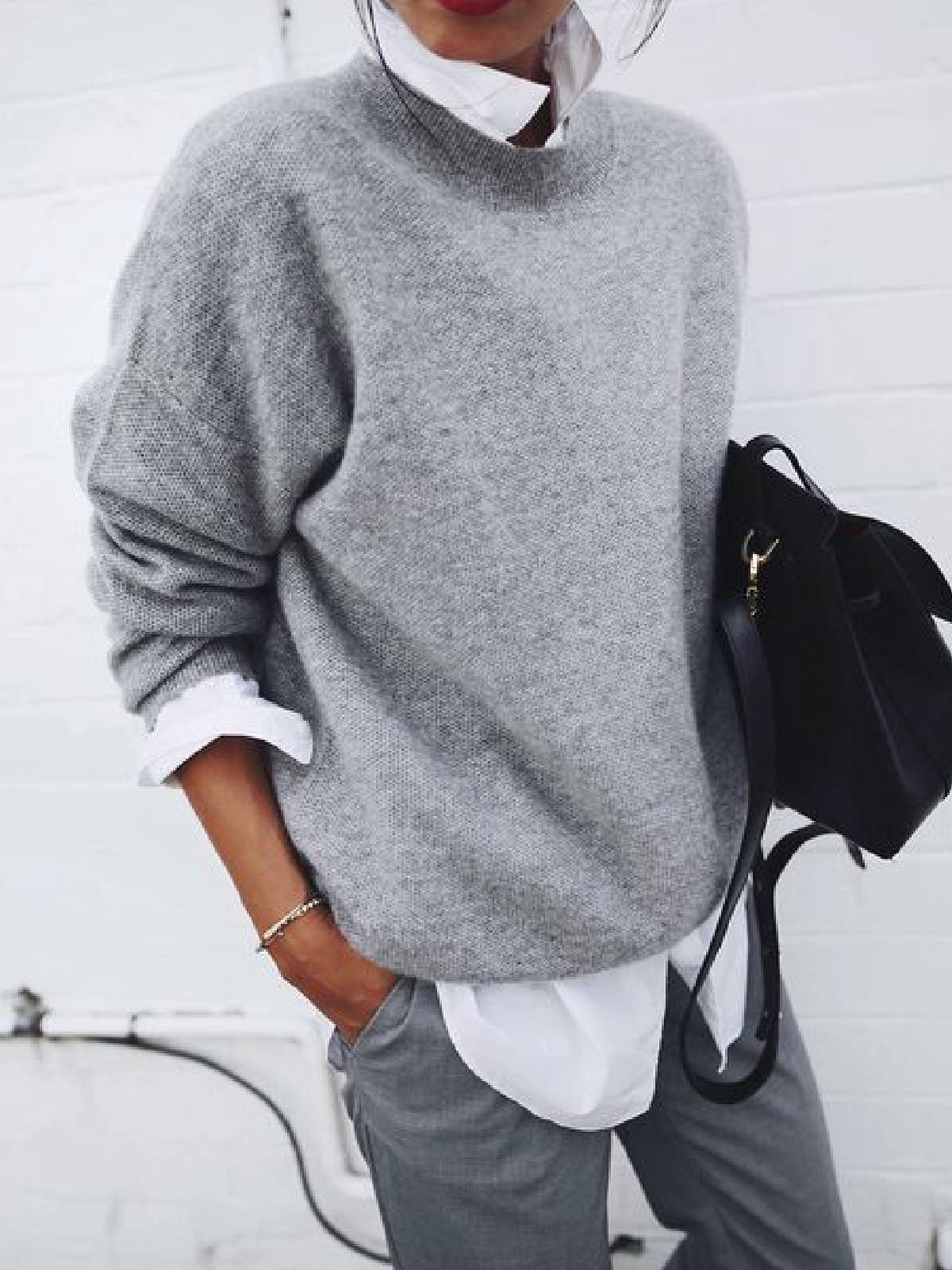 EM | Lässiger Strickpullover mit Rundhalsausschnitt