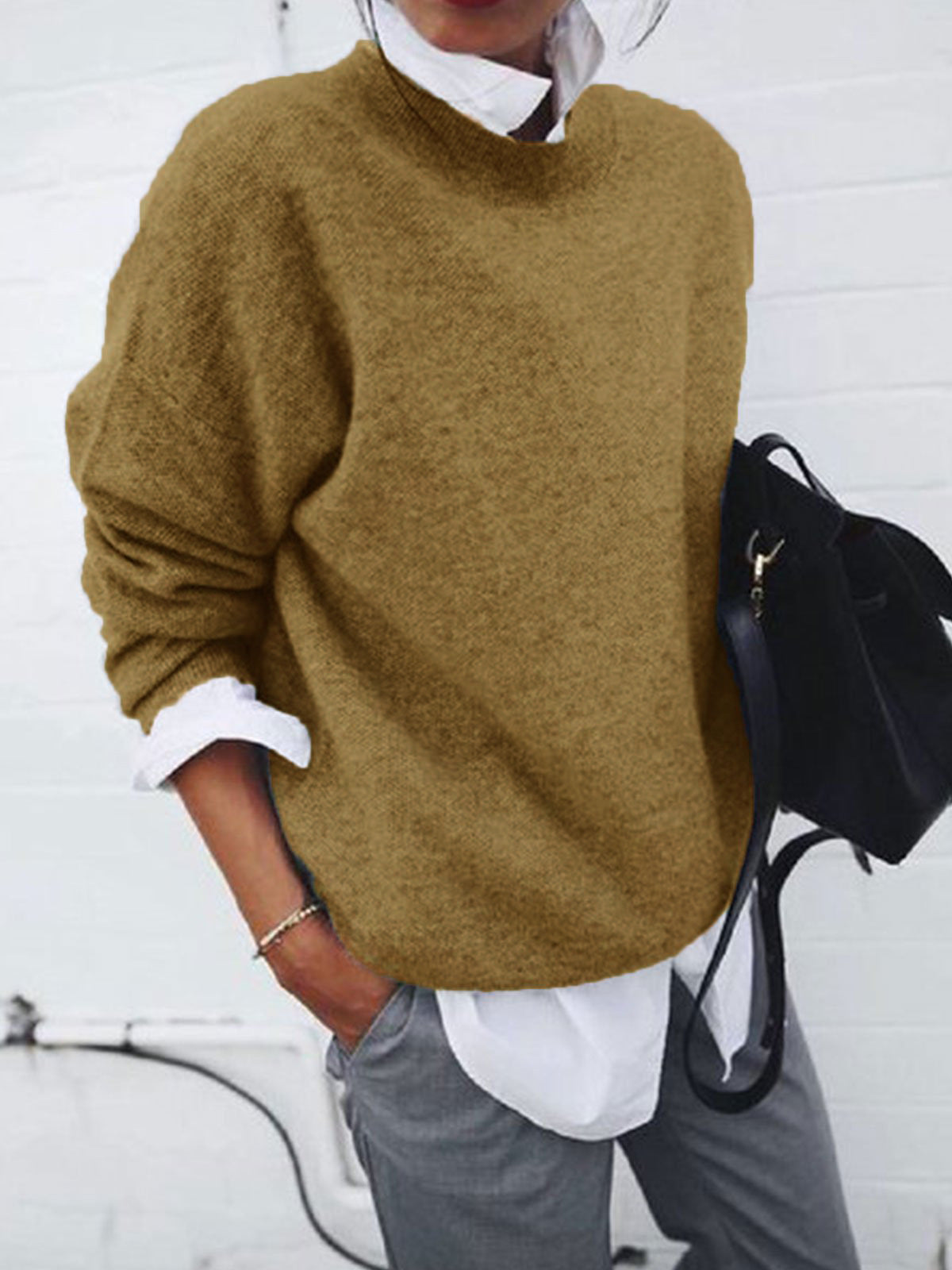 EM | Lässiger Strickpullover mit Rundhalsausschnitt