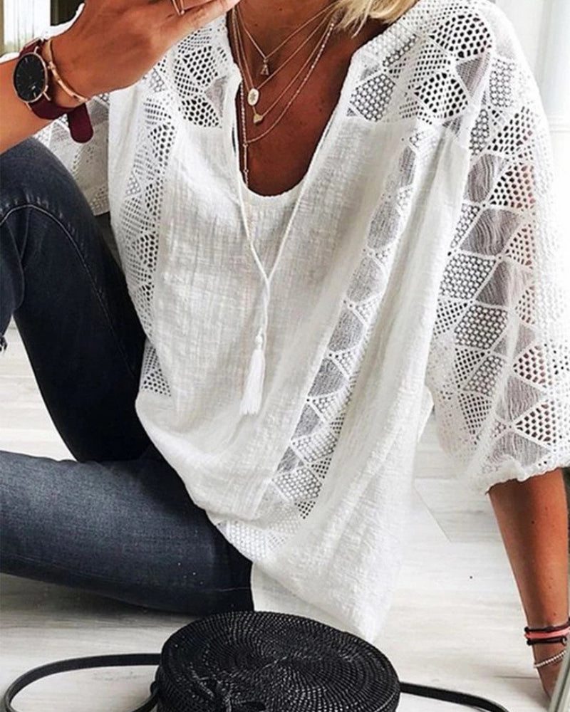 MW | Stylisches Top mit U-Ausschnitt und Spitze