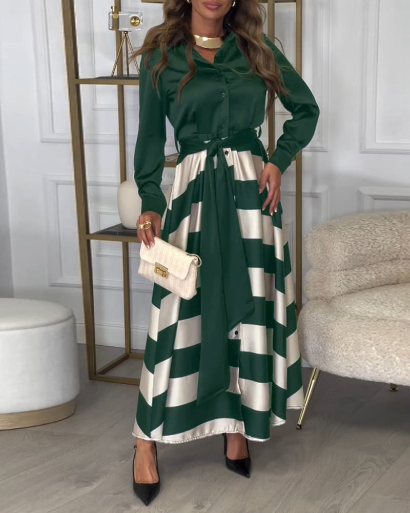 MW | Elegantes gestreiftes Maxikleid