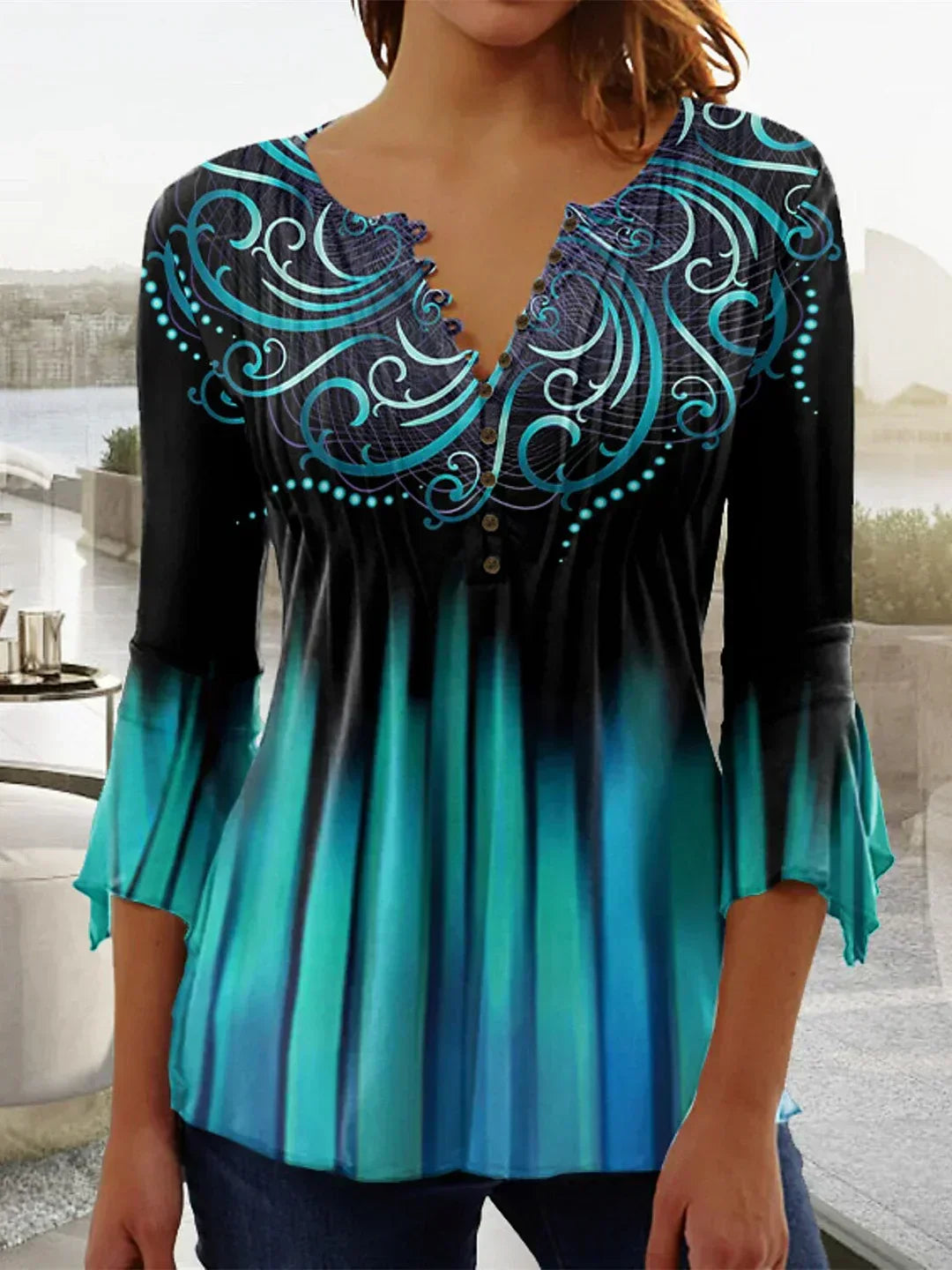 EM | Damen Top mit grafischem Blumenprint