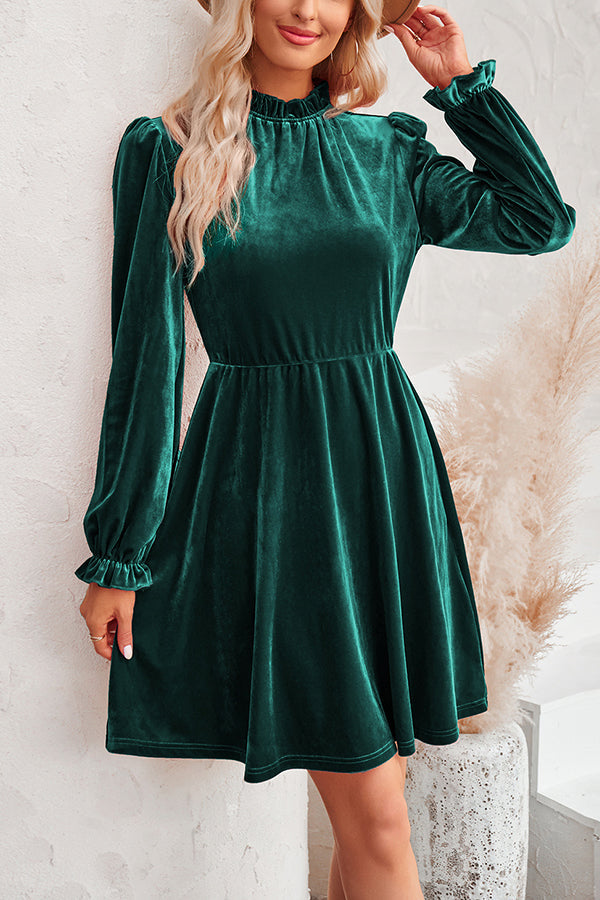 MW | Rollkragen Langärmeliges Minikleid aus Samt