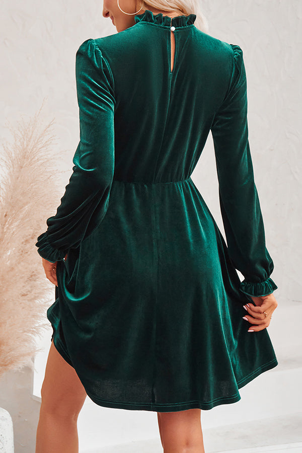 MW | Rollkragen Langärmeliges Minikleid aus Samt