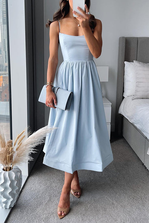MW | Giselle™ Spaghetti-Träger A-Linie Midi-Kleid