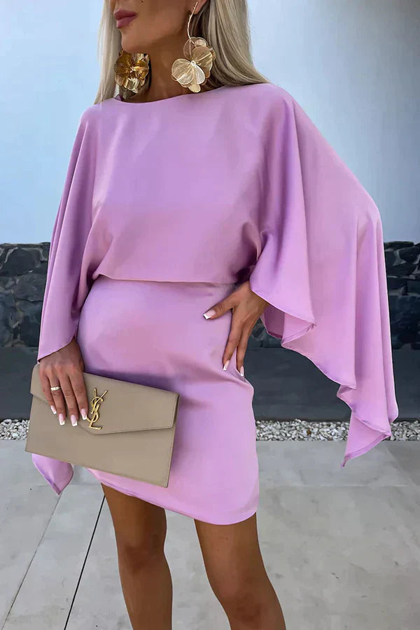 MW | Sahara -Schönes Minikleid mit Schmetterlingsärmeln aus Satin
