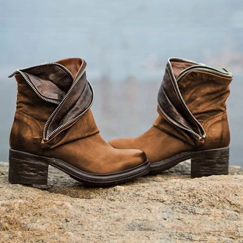 EM | Edle, umklappbare Stiefeletten mit Reißverschluss