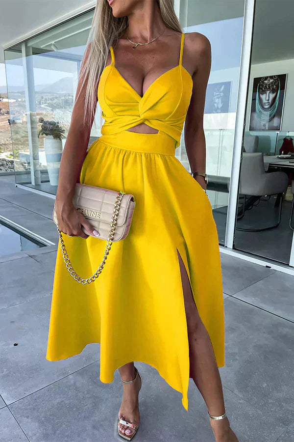 MW | Stylisches Midikleid mit Schlitz und Ausschnitt
