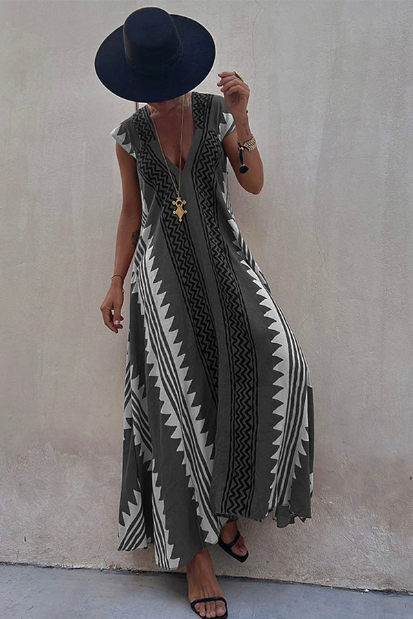 MW | Strandtermine Ethnodruck Maxikleid in A-Linie
