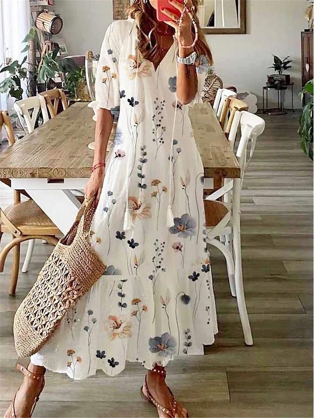 EM | Geblümtes Maxikleid mit Schleife