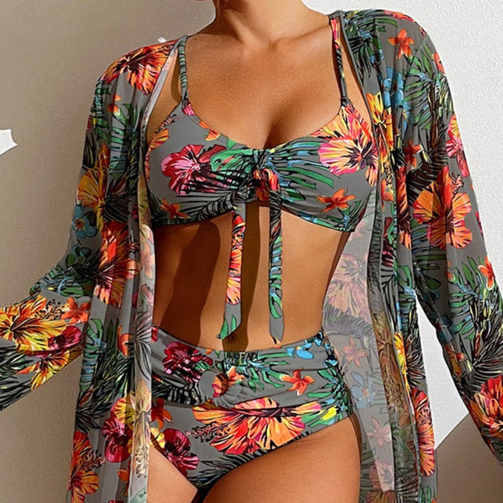 EM | 3-teiliger geblümter Bikini mit Cover-up