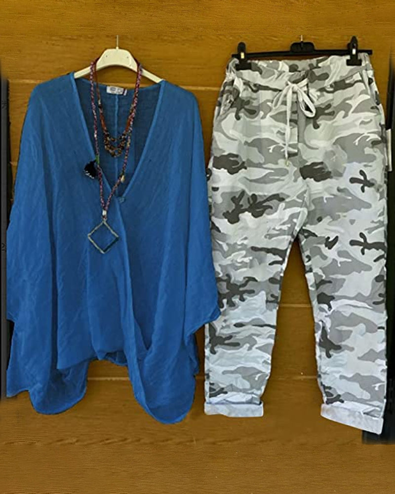 EM | Set aus Hose und Bluse mit Tarnmuster