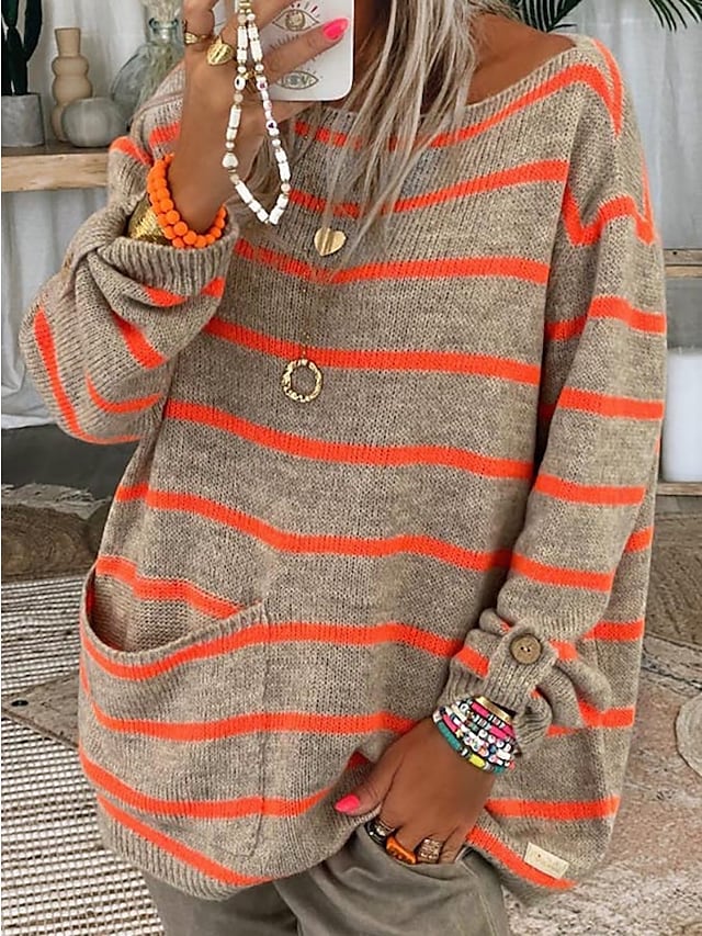 EM | Gestreifter Strickpullover mit Taschen