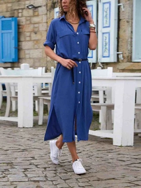 MW | Langes Shirtkleid mit Gürtel