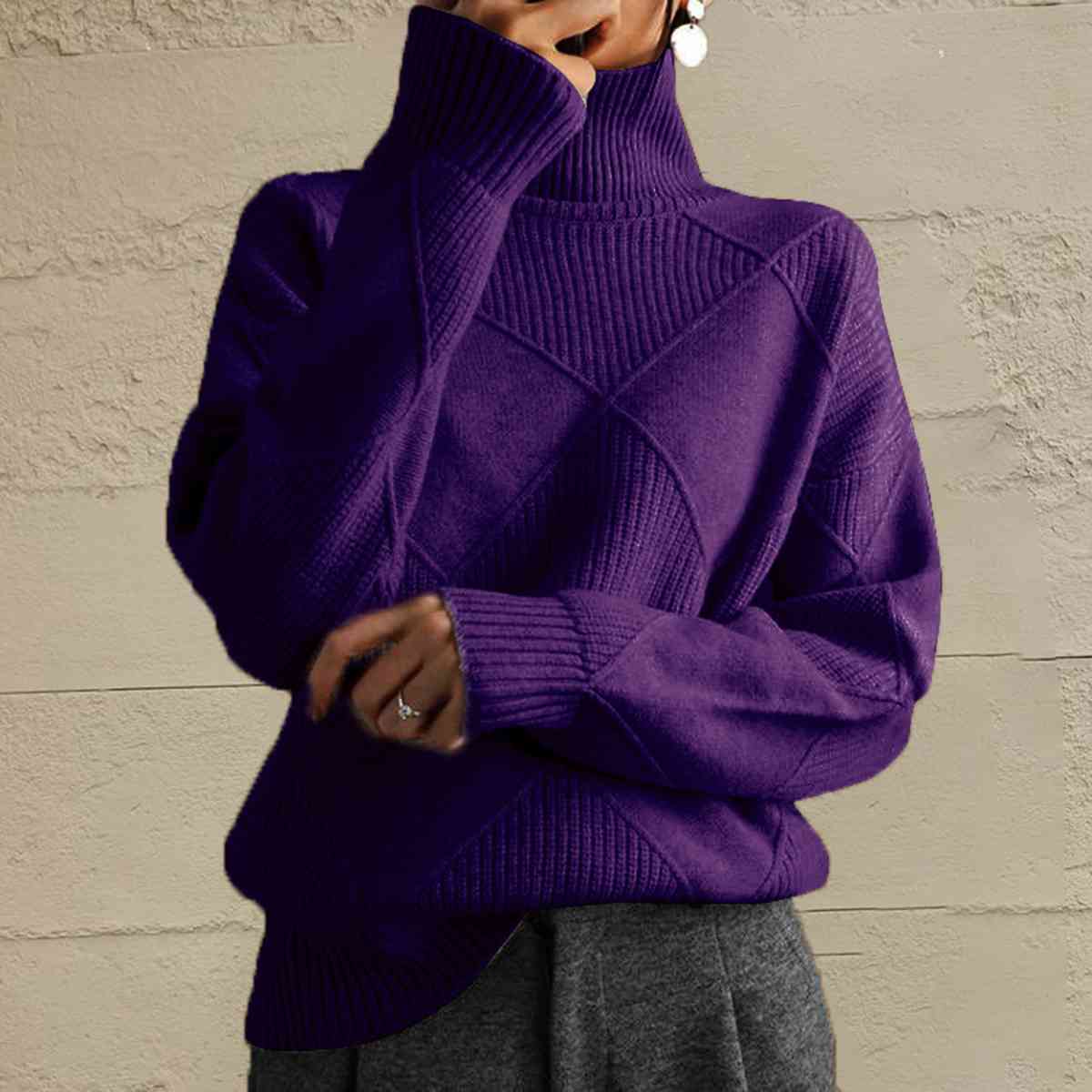 EM | Schicker Turtle-neck pullover aus geometrischem Strick