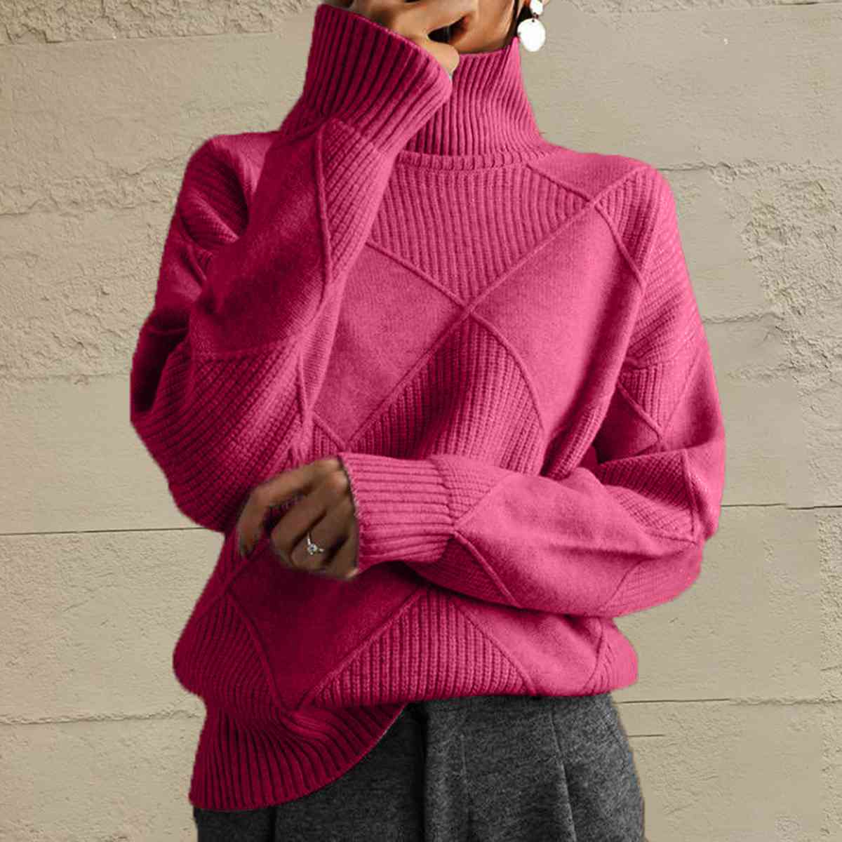 EM | Schicker Turtle-neck pullover aus geometrischem Strick