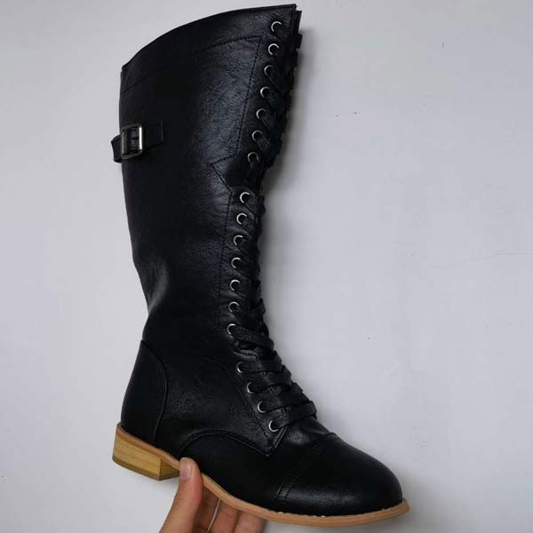 EM | Vintage-Kniehohe Schnürstiefel