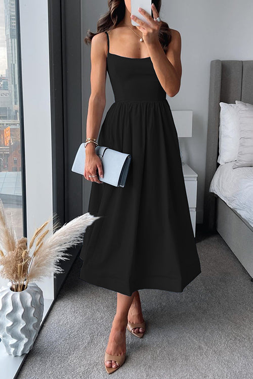 MW | Giselle™ Spaghetti-Träger A-Linie Midi-Kleid