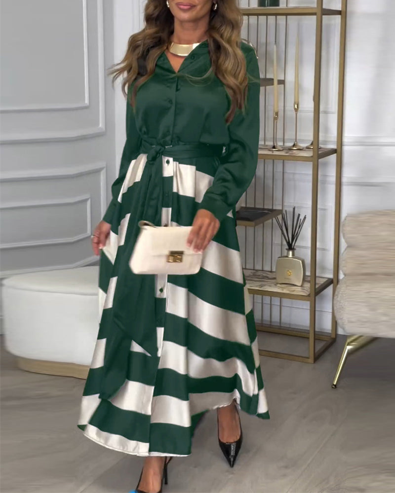 MW | Elegantes gestreiftes Maxikleid