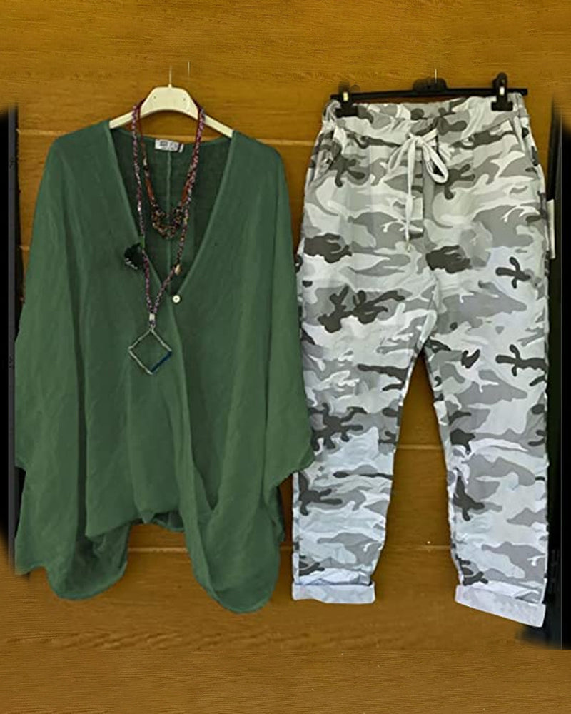 EM | Set aus Hose und Bluse mit Tarnmuster