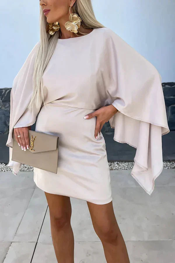 MW | Sahara -Schönes Minikleid mit Schmetterlingsärmeln aus Satin